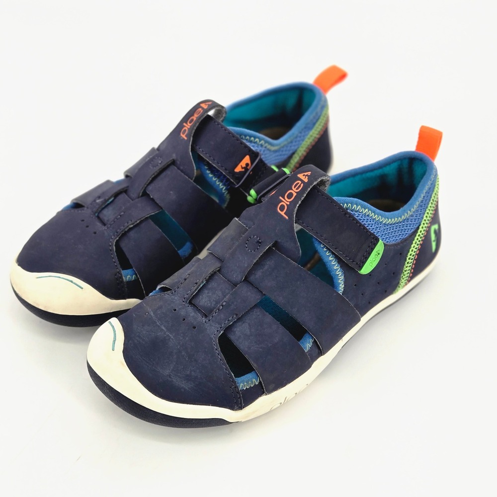 PLAE Sam 2.0 Kids Size 3 Navy Blue Leather Wide Toe Box Waterproof Camp Sandals
